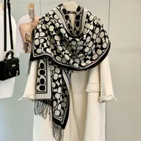 Autumn and winter popular imitation cashmere scarf, women's double-sided thick tassel shawl, dual-use warm and versatile scarf - Image 2