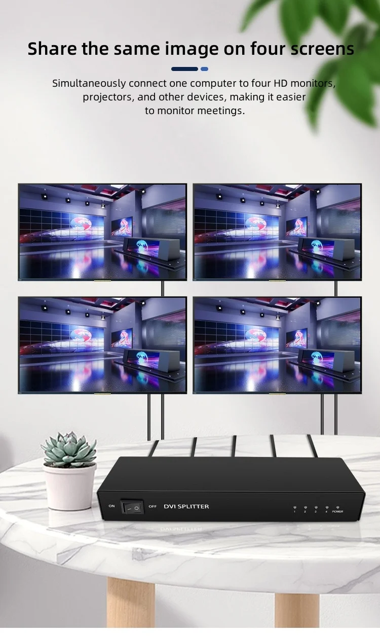 4 Port 1 in 4 Out Multiple Video Display DVI Distribution Splitter 1x4 for HDTV PS3