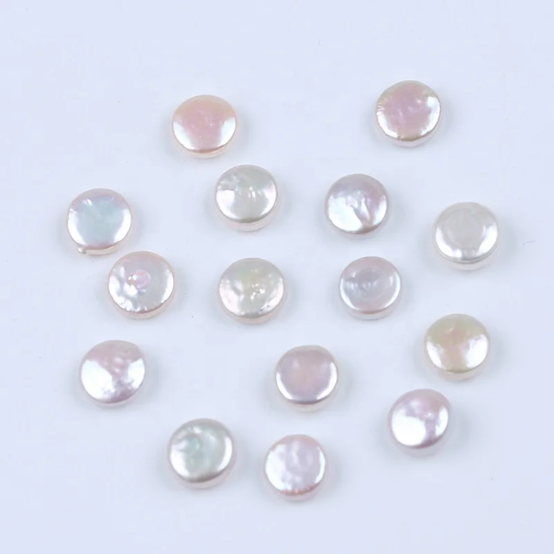 Wholesale 8-10mm Natural White Coin Freshwater Loose Pearl Beads Jewelry