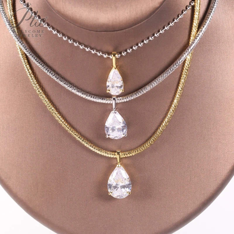 

8-16ct Custom Necklace Water Drop Moissanite White 925 Silver Jewelry High-Quality Premium Jewelry Gift Hypoallergenic