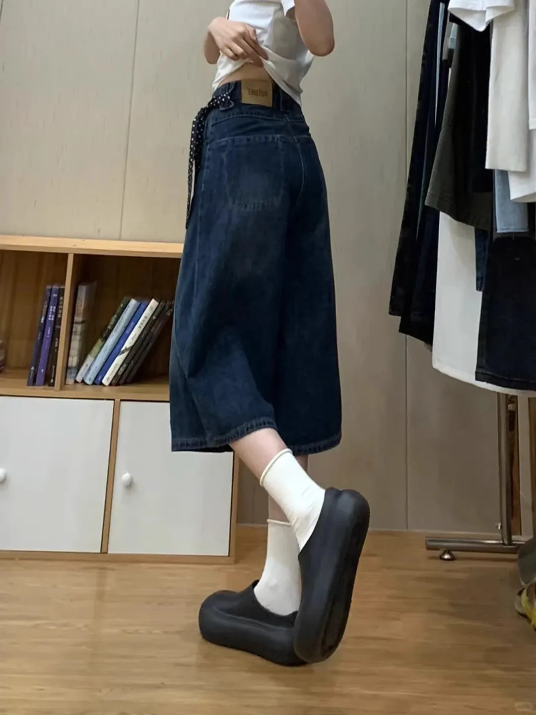 

High Waist Straight Leg American Retro Knife Jeans Women's Summer Slimming Wide Leg Pants plus Size Denim Skinnies