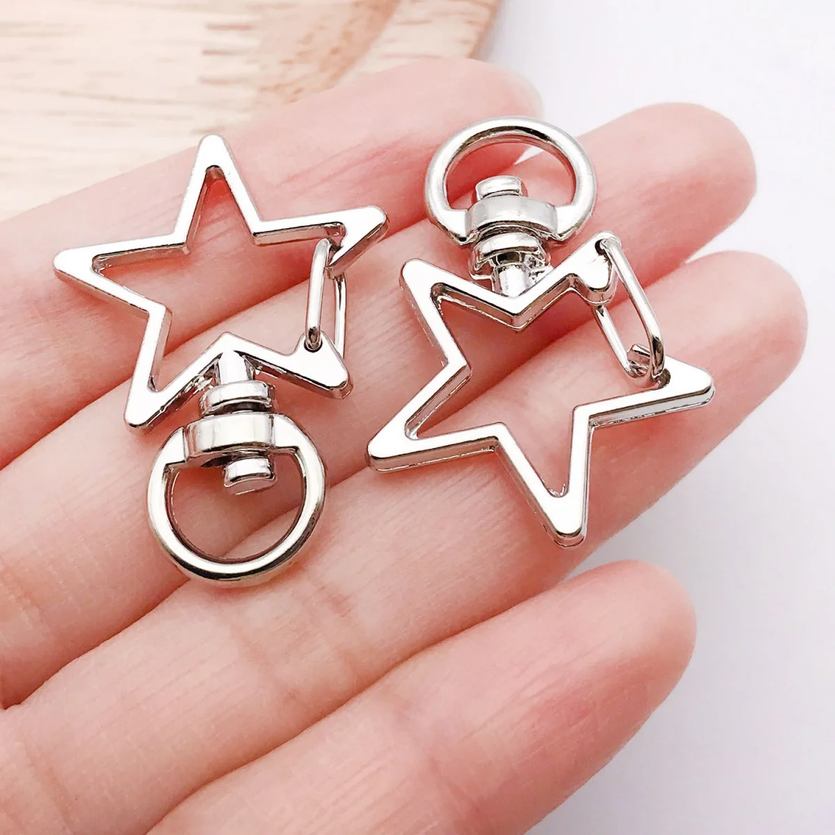 30pcs Silver Color Snap Hook Star Keychain Lobster Clasp Hooks Key Ring Key Chain For DIY Jewelry Making Accessories