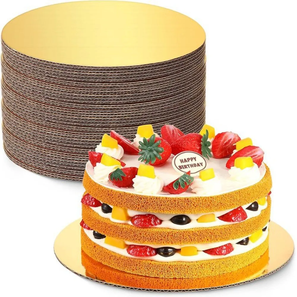 6/8/10 Inch Golden Round Cake Boards Circle Cardboard Base Cupcake Dessert Tray Birthday Party Cake Decorating Suppli
