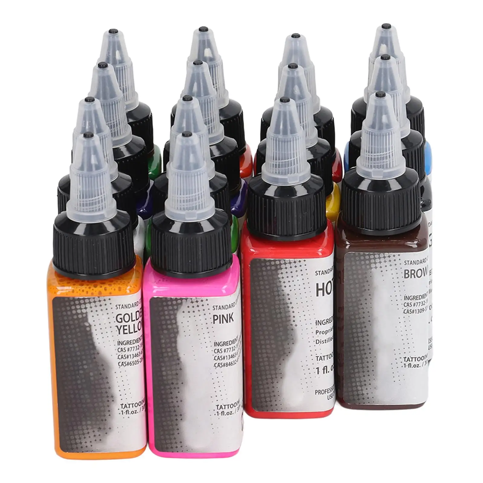 Professional Tattoo Ink Set, brilhante completo para iniciantes Practice Kit, 14 cores, 30ml