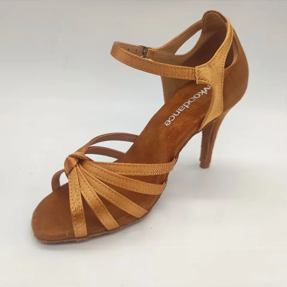 DIY Arrival Women Latin Dance Shoes 10cm High Heel Satin Flock Latin Salsa Shoes Practice Girls Party  Shoes Women Sandal Shoes