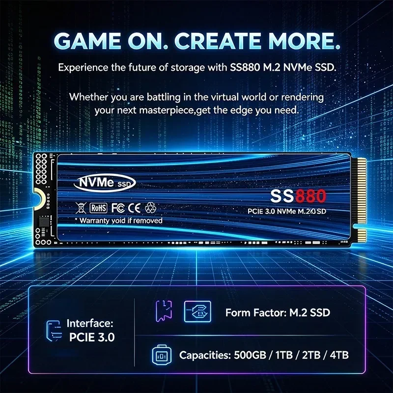 Original SS880 M2 SSD 1TB 2TB 4TB M.2 2280 PCIe NVME SSD High Speed Internal Solid State Drive Hard Disk for Laptop Desktop