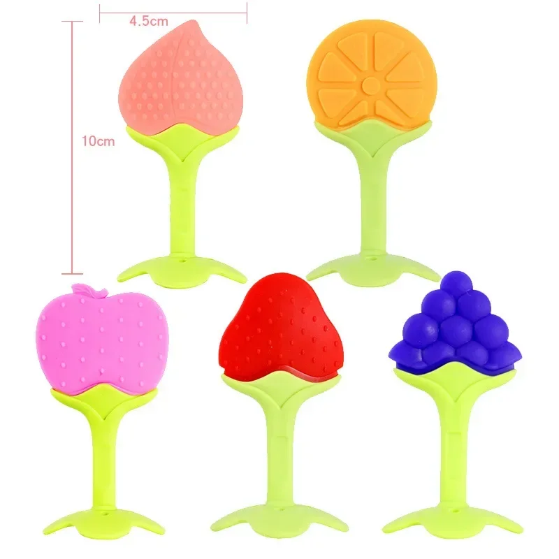 Fruit Baby Teether Strawberry Peach Type Food Grade Silicone Child Infant Teething Toy Molar Stick for Toddler Kids Teethers