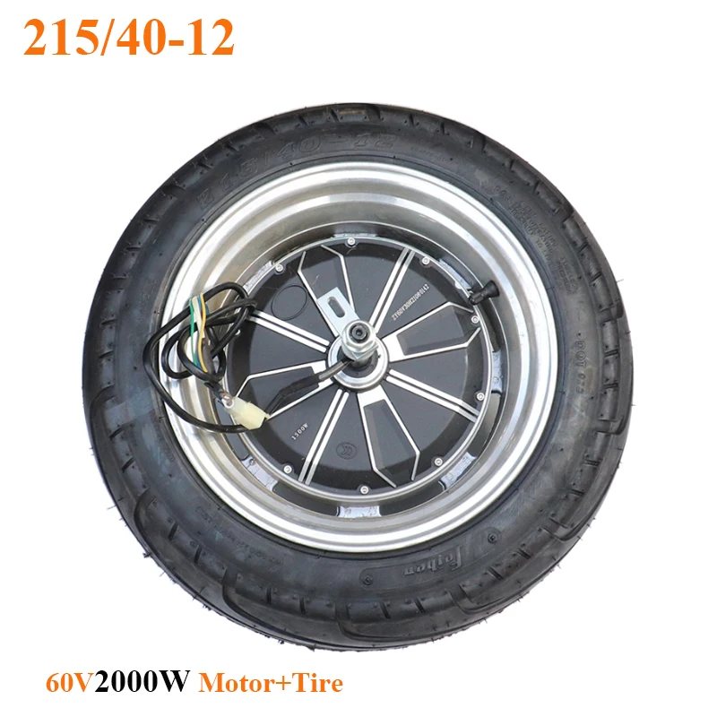 215/40-12 Tubeless Tire 12 Inch 60V 2000W 3000W Aluminum Engine Motor Wheel for Citycoco Electric Scooter Modification Parts