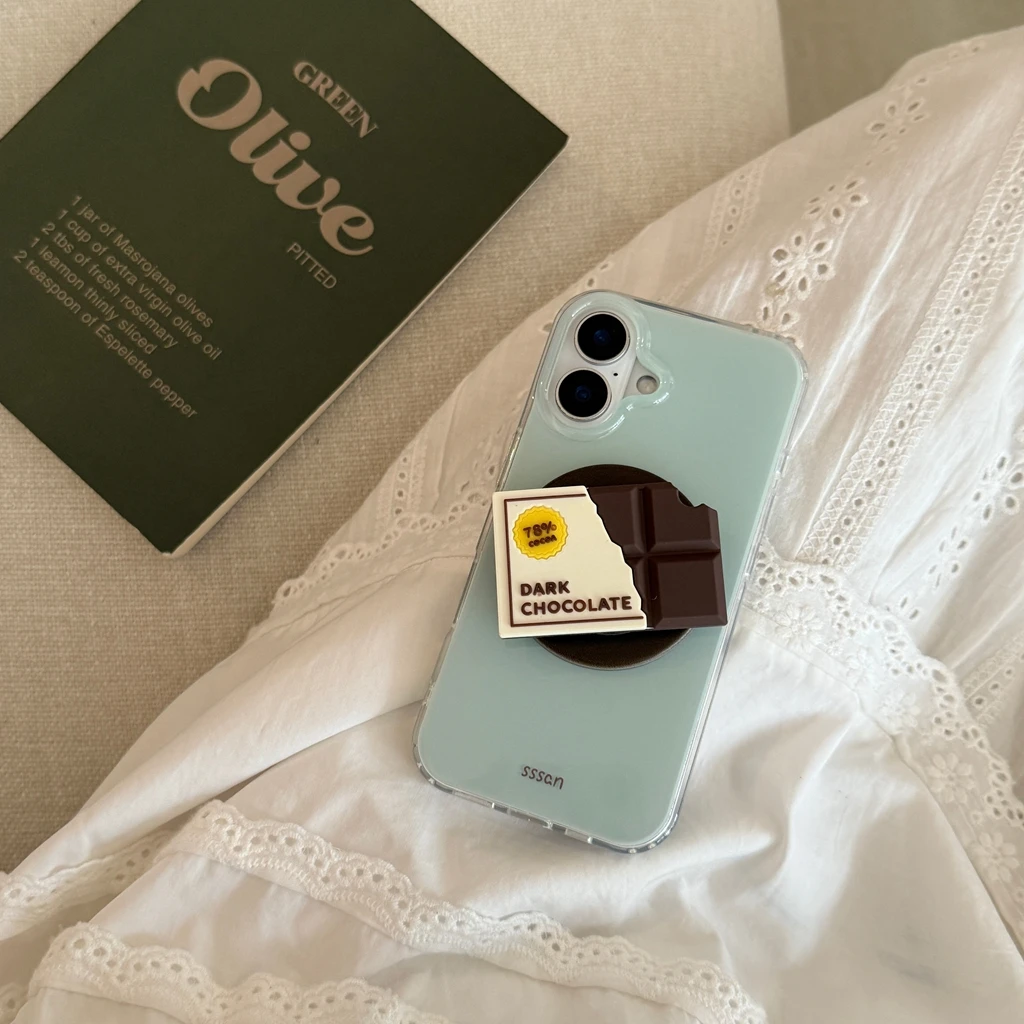 

Креативный свежий мятно-зеленый коричневый шоколад с держателем, магнитный чехол для телефона с беспроводной зарядкой для iPhone 16, 15, 14, 13 Pro Max