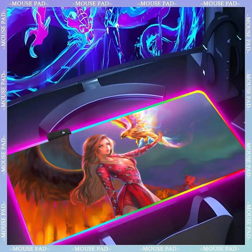 

Anime Girl Mouse Pad Gamer Luminescence Led Mouse Pad Gaming Table Rgb Deskmat Keyboard Pc Mousepad