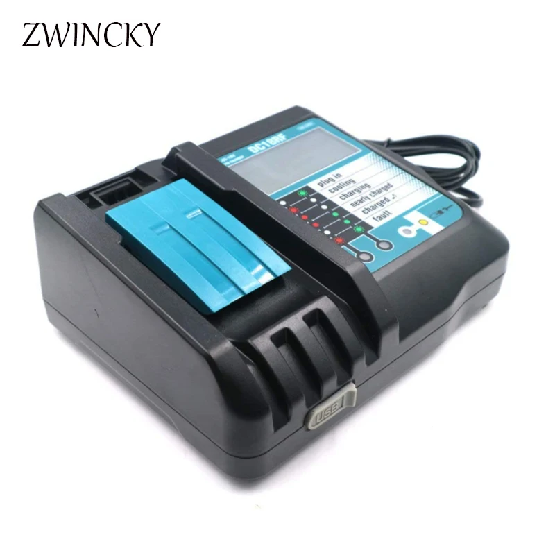 ZWINCKY DC18RF ładowarka litowo-jonowa 3.5A prąd ładowania dla Makita 14.4V 18V BL1830 Bl1430 DC18RC DC18RA elektronarzędzie z USB