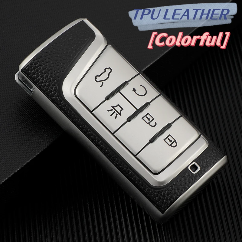 TPU Leather 5 Buttons Car Key Case Cover For GAC Trumpchi GS4 GM8 GA3 GA6 SGS7 GA4 GS5 GS3 Legend GS8 Remote Fob Key Accessories