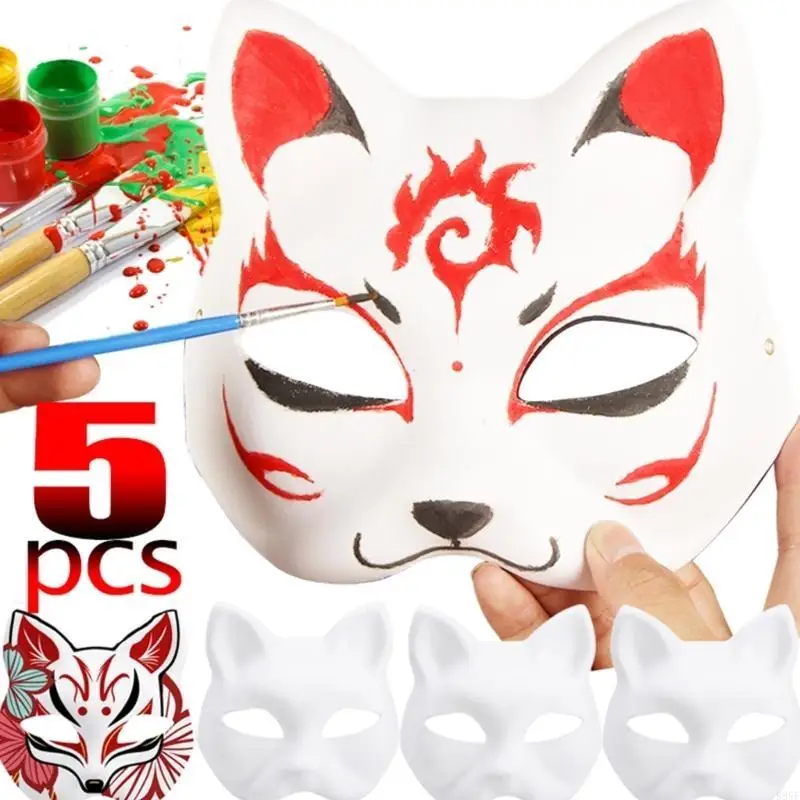 B95F DIY الثعالب قناع تنكر قناع انمي ياباني تأثيري قناع رسمت باليد القط قناع حزب قناع نصف الوجه قناع لجميع القديسين #2