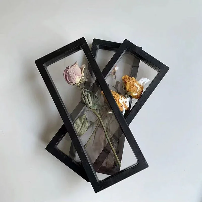 3D Transparent Flower Plant Display Frame Plastic Storage Box Desktop Stand Crafts Ornaments Bouquet Memory Photo Frame Decor