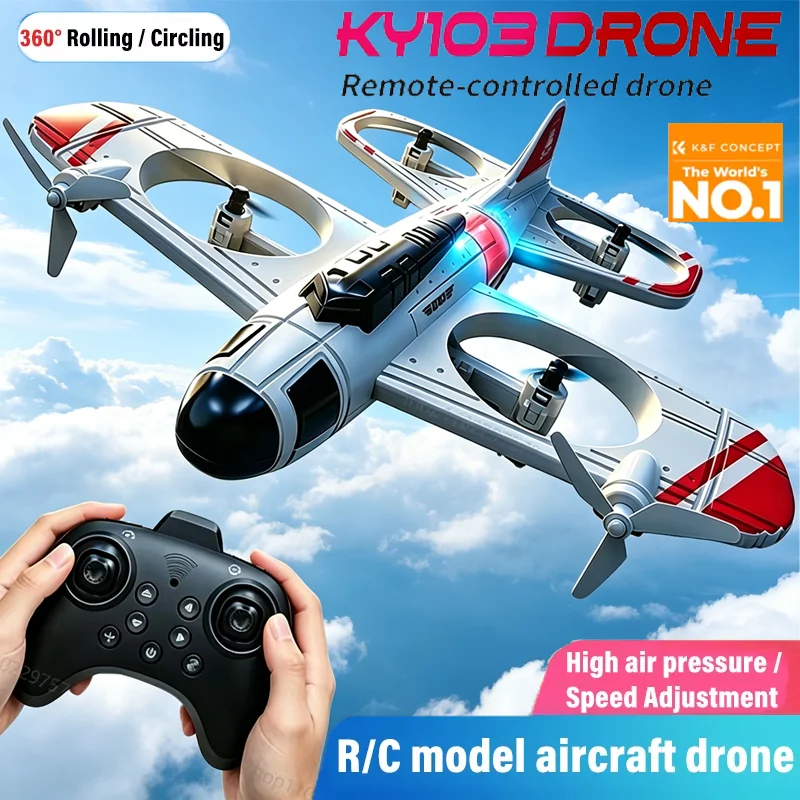 2026 New 2.4G KF103 Max Fighter Jet Stunt Light RC Airplane Outdoor Sports Flying Glider Airplane Kids Helicopter Boys Toys Gift