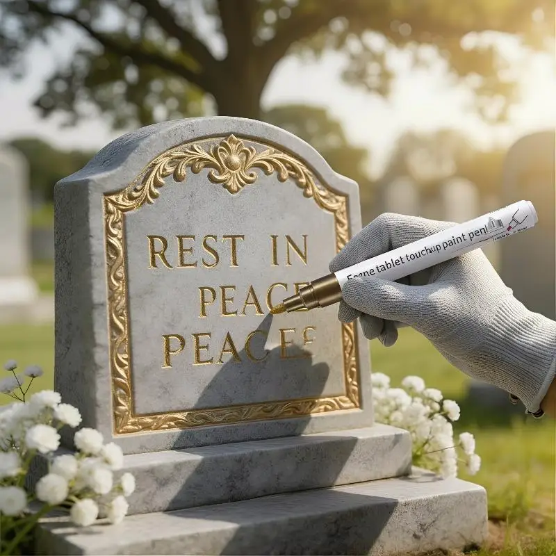 

Golden Tombstone Marker Pen Restores Faded Text On Tombstones And Granite Surfaces, Weather-Resistant, Quick-Drying Pen