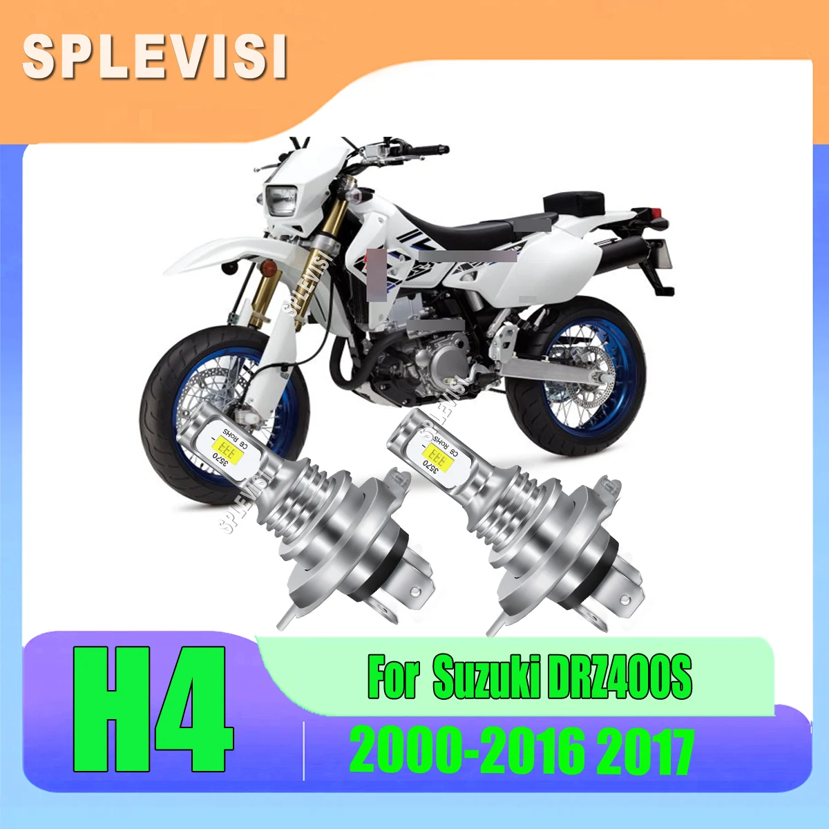 

LED H4 9003 White Headlight Bulbs replicates the beam pattern For Suzuki DRZ400S 2000-2010 2011 2012 2013 2014 2015 2016 2017
