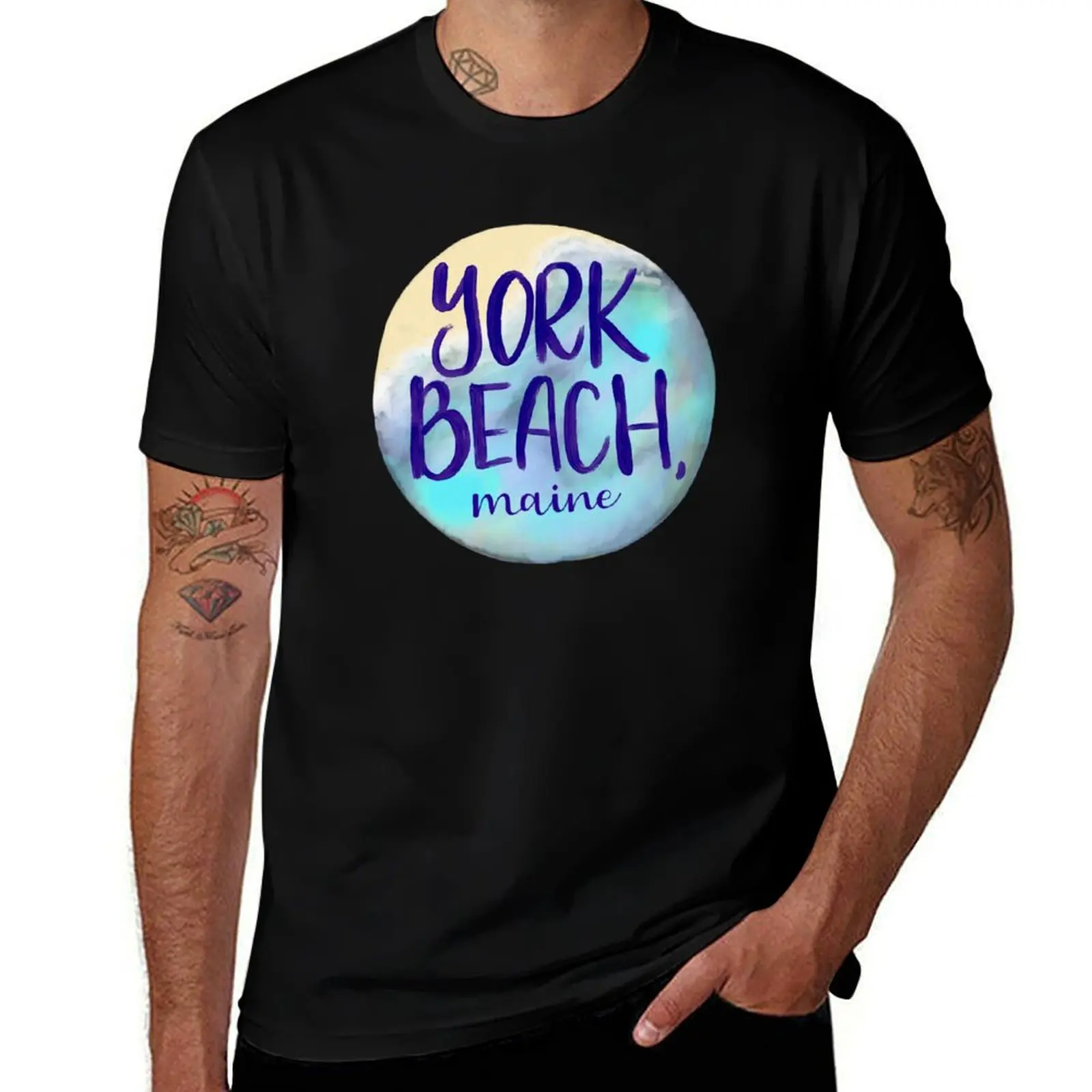 

York Beach Maine Watercolor T-Shirt anime t shirts for man cotton t shirts high quality T-Shirt