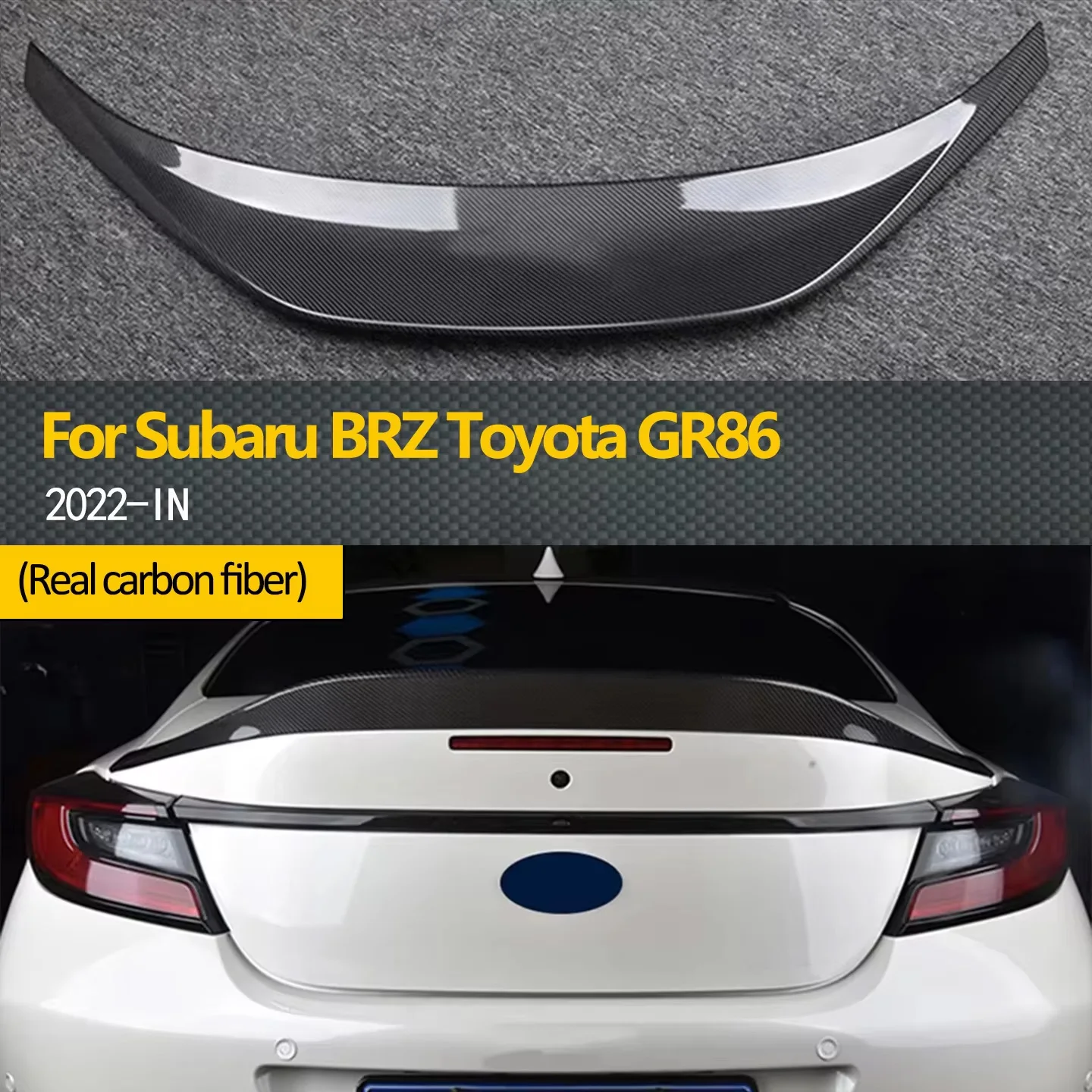 

High-quality carbon fiber car trunk spoiler and rear lip diffuser wing suitable for the 2022 Subaru BRZ and Toyota GR86