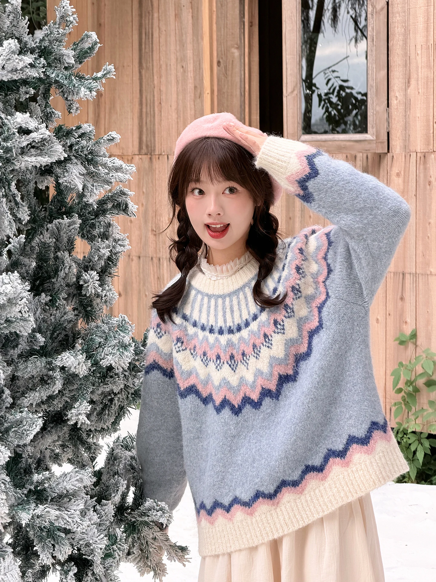 

Hebridean Velvet Lazy Sle round Ne Knitted Sweater Soft Cozy Wild Bean Camere Island Women's Faion Autumn Winter