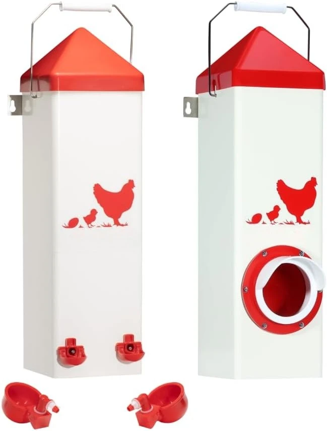 مجموعة سقي وحدة تغذية الدجاج ذات الكوب المزدوج - 10 رطل/2 جالون · مبيعات المصنع مباشرة