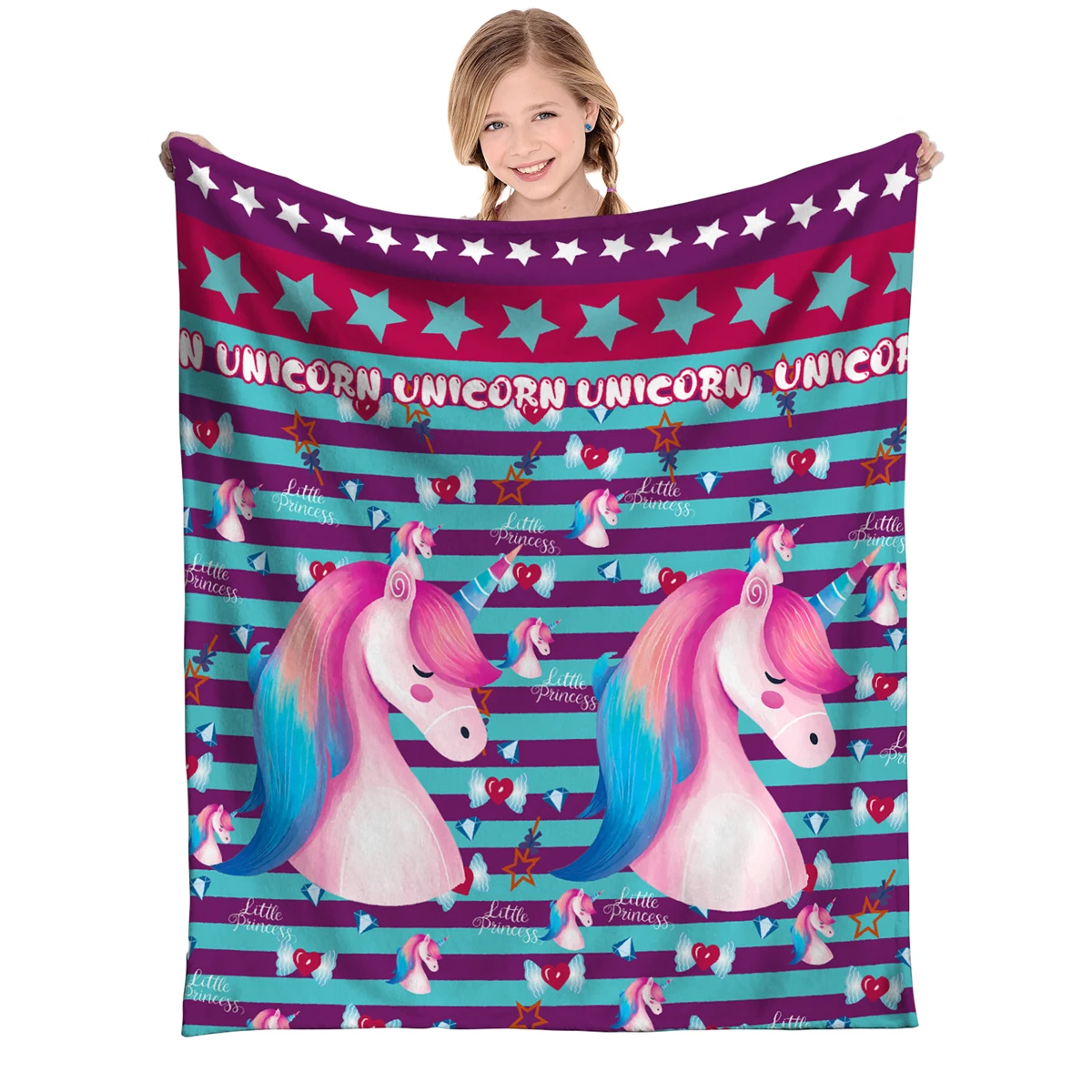 

Unicorn flannel Throw For Girls And Boys Soft Warm Baby Blanket For Bed Sofa Birthday Christmas Gift travel four seasons blanket