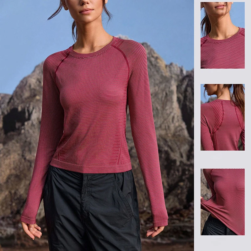 Spring Fall Short O-Neck Pullover Tees Women Korean Gym Yoga Clothing for Woman Casual Quick Dry Sports Long Sleeve T-Shirts