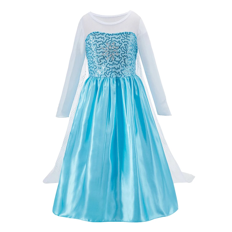 Kids Princess Dress Kids  Elsa Tulle Cloak Cosplay Dresses Little Girls Summer Carnival Birthday 3-12 Years Long Sleeve Dresses