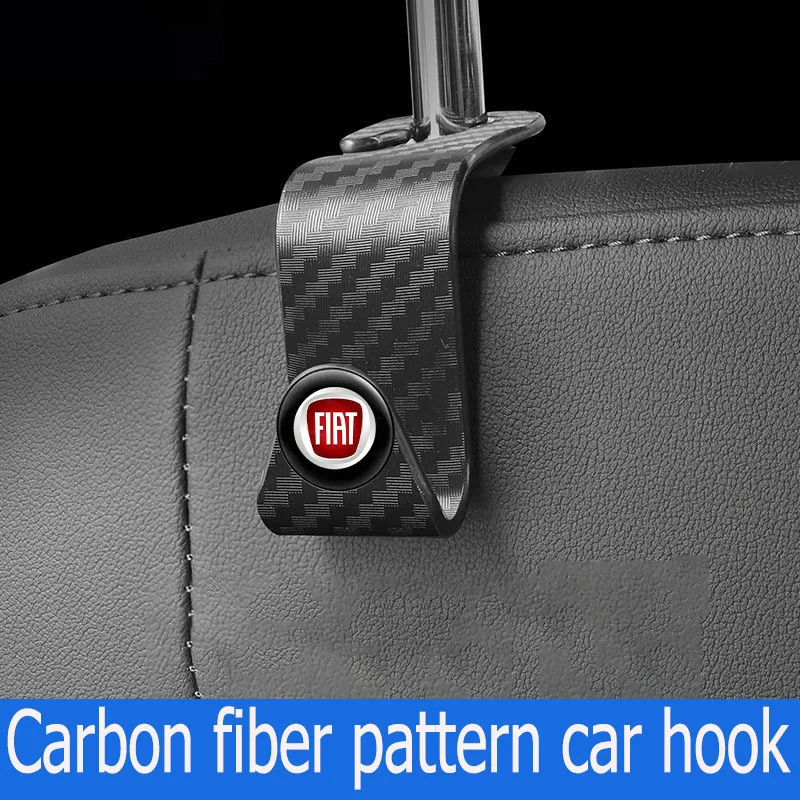 Carbon fiber hook car seat headrest hanger bag hook organizer bracket for Fiat Ducato 500 500L Panda Grande car accessories