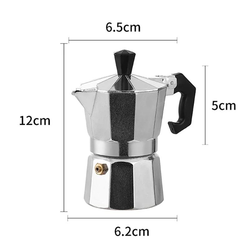 Olla Moka de aluminio italiana, cafetera octagonal Moka, 1 taza, equipo de café europeo (50Ml)-nuevo
