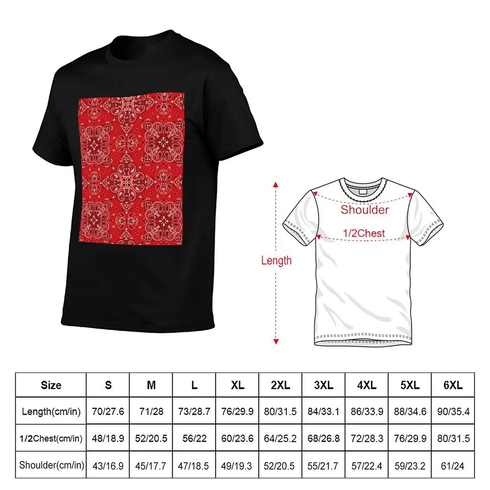 Red Bandana T-Shirt baggy shirts rapper graphic tees Blouse designer shirts Short sleeve tee men