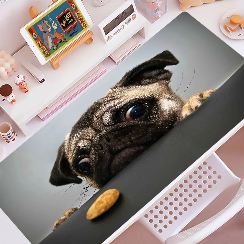 Cute Pug Dog 90x40cm Big Keyboard Mat Table Mat Students Gamer Desktop Mousepad Gaming Mouse Pad For PC Mouse Carpet