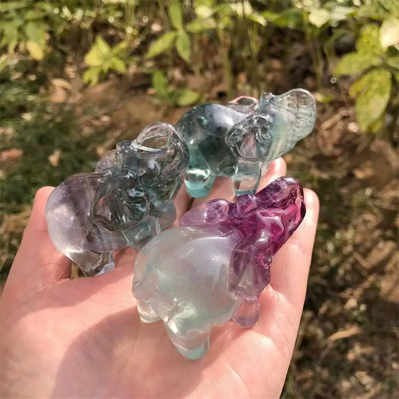

Natural Fluorite Unicorn Carving Decoration Healing Crystal Reiki Figurine Quartz Gemstone Animals Ornament Craft Gift 1pcs