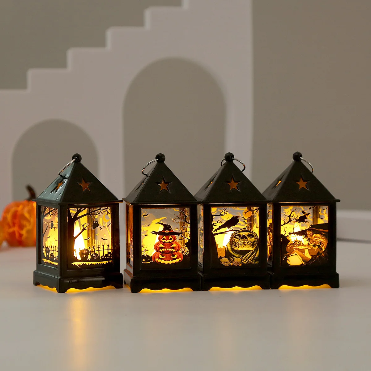 Lâmpada de abóbora portátil LED, lâmpada pequena noite, lanterna tempestade halloween, decoração atmosfera do feriado, adereços layout, criativo, 1pc