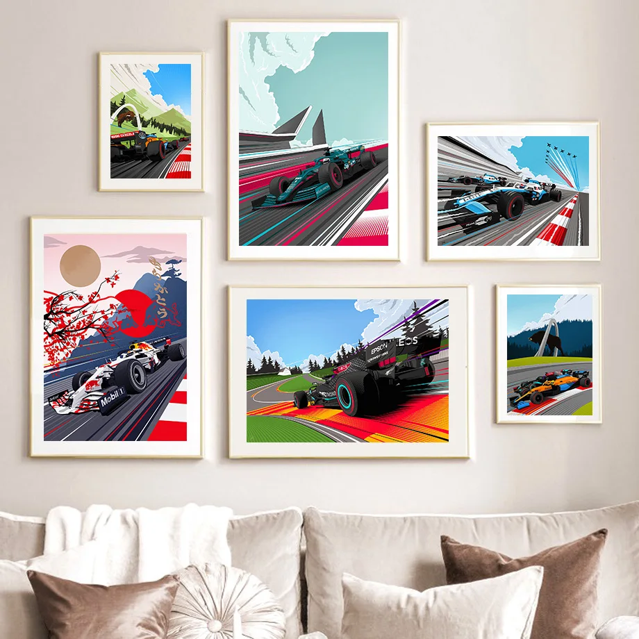 

Classical F1 Formula 1 Racing Car Hobby Wall Canvas Painting Nordic Posters And Prints Abstract Pictures For Living Room Decor