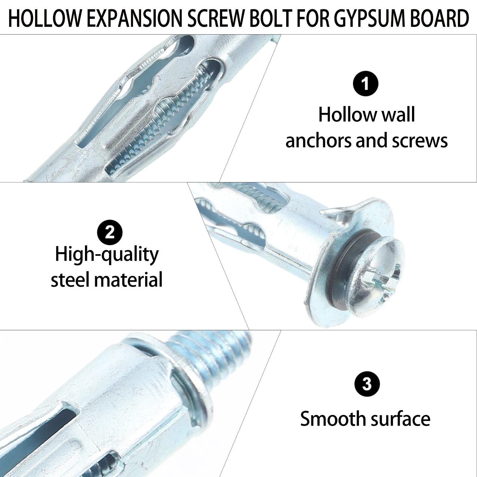 

20 Pcs Detachable Hollow Expansion Bolt Drywall Anchors Steel Plasterboard Fixing Screw