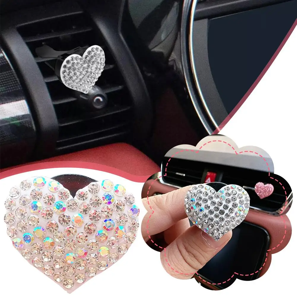 

Heart-shaped Car Air Outlet Clip Creative Rhinestone Car Air Conditioning Air Outlet Perfume Decor Air Outlet Love Clip For C7R5