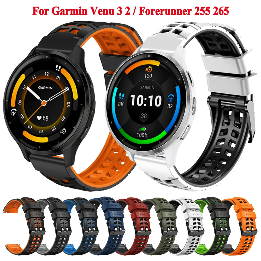 Cinturino da 22mm per Garmin Venu 3 2 cinturino in silicone accessori per orologi per Forerunner 265 255 cinturino per smartwatch musicale