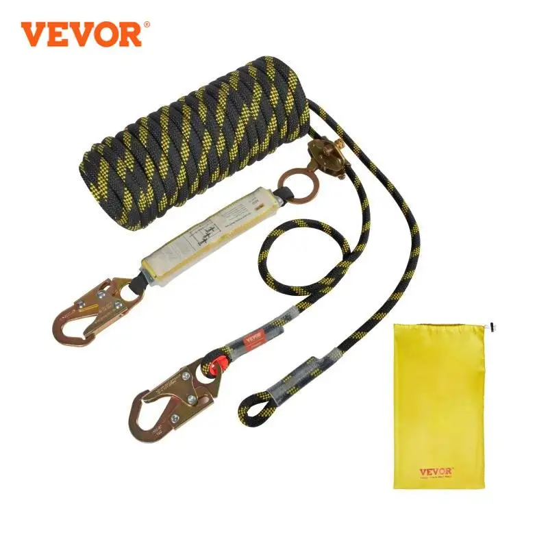 VEVOR Vertical Lifeline Assembly 0.55'' x 100'/ 50'/ 25' Fall Protection Rope with 30 KN Breaking Tension Polyester Roofing Rope