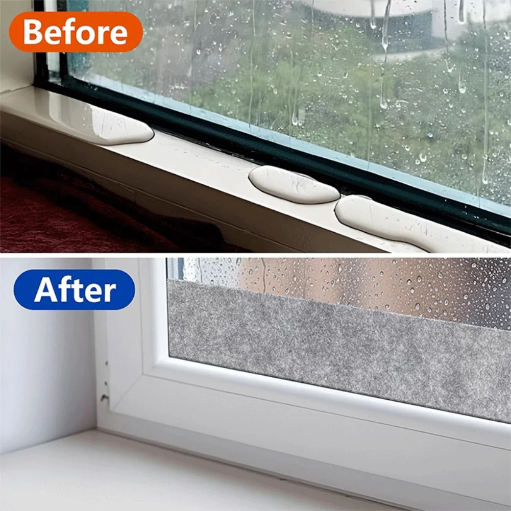 3PC Fabric Anti-Condensation Strip TapeGlass Water Absorbing Felt Strip Window Condensation Absorbent Strips Moisture Absorbers