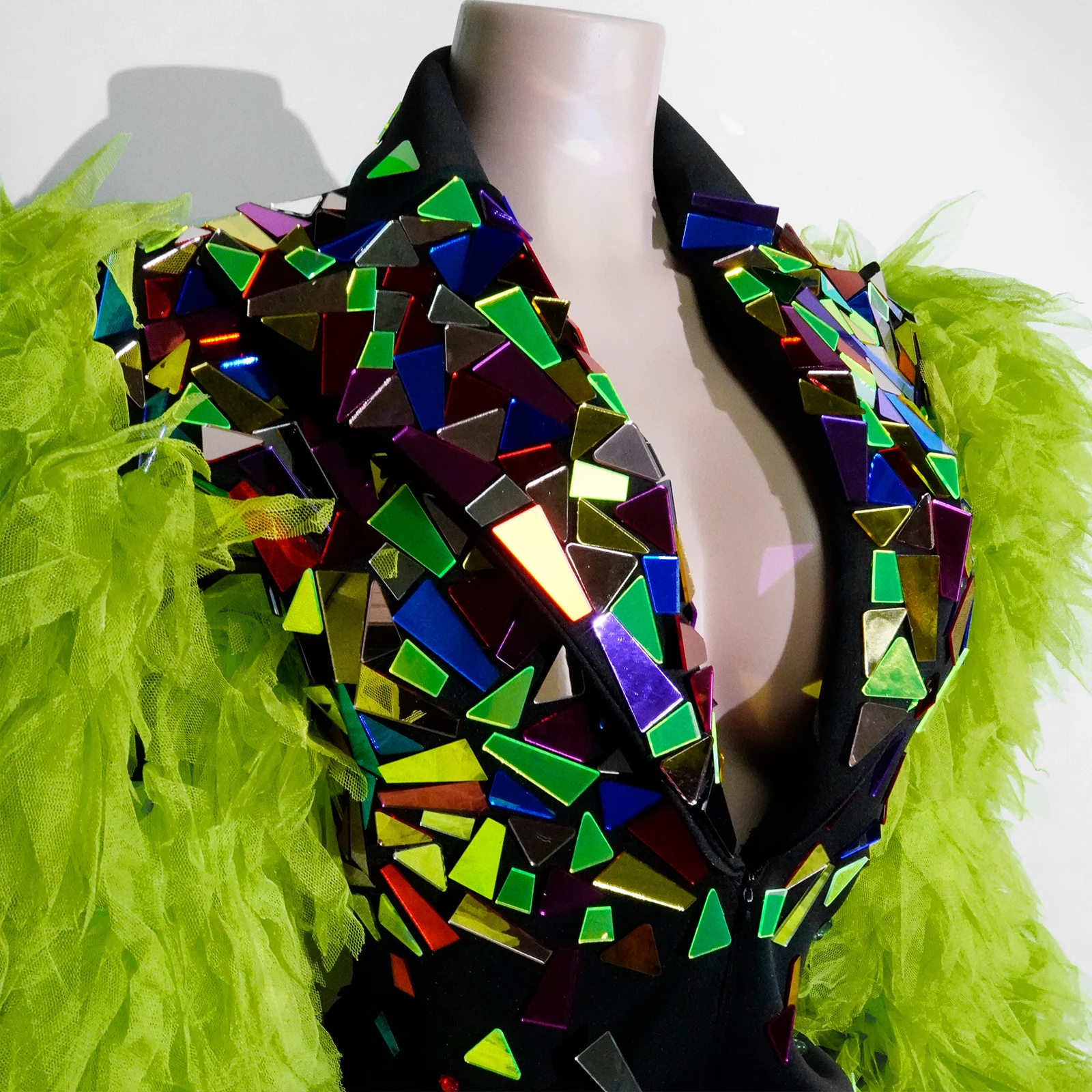 Miroirs scintillants robes de soirée pour femmes col en v profond discothèque DJ Gogo danseurs Costumes spectacle d'anniversaire drag queen chanteur scène