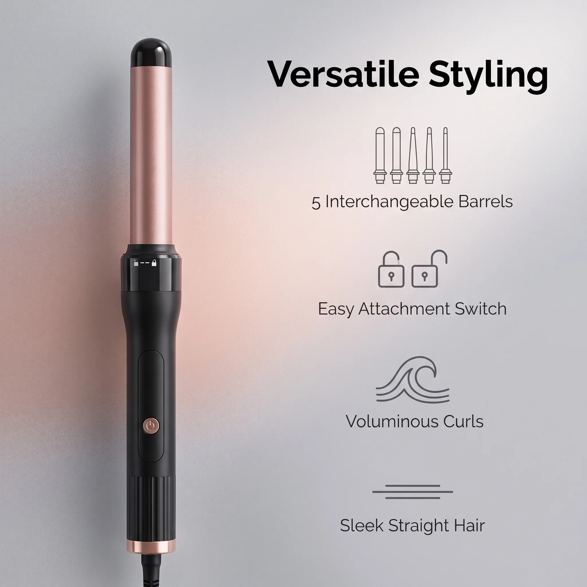 5-in-1 Interchangeable Hot Comb Hair Styler Set Multifunctional Curling Wand Straightening Brush With Anti-Scald Glove