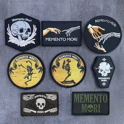 Memento Mori Tactical Morale Badge Hook&Loop Skeleton Finger Embroidered Armband Patch Backpack Stickers Applique for Clothing