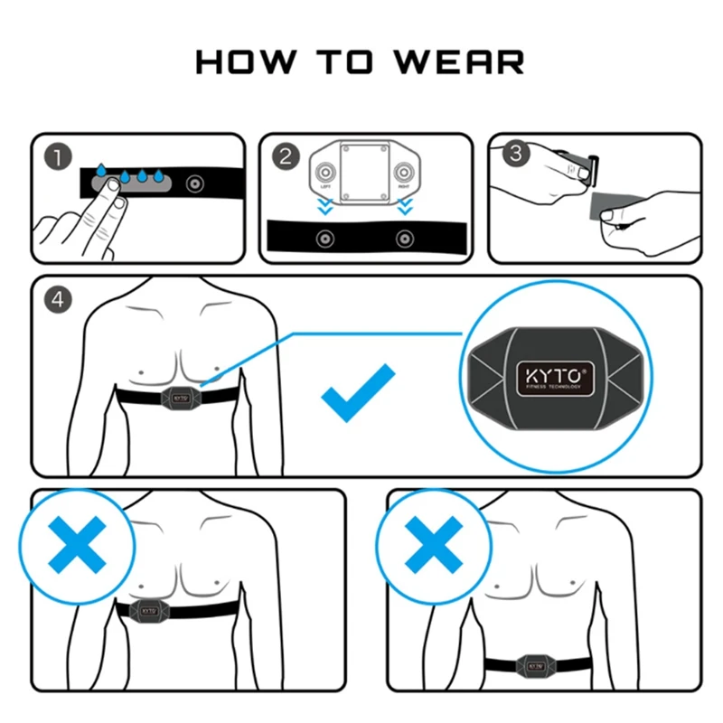 KYTO-Transmetteur de fréquence cardiaque sans fil Ant + et Bluetooth 4.0, sangle de poitrine, moniteur