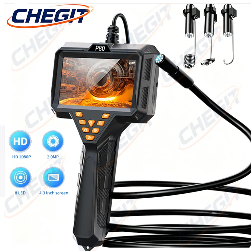 

4.3'' Industrial Endoscope Camera 1080P HD 1-10m Rigid Cable Hand-held Waterproof Borescope Camera Split Design Check Car Sewer