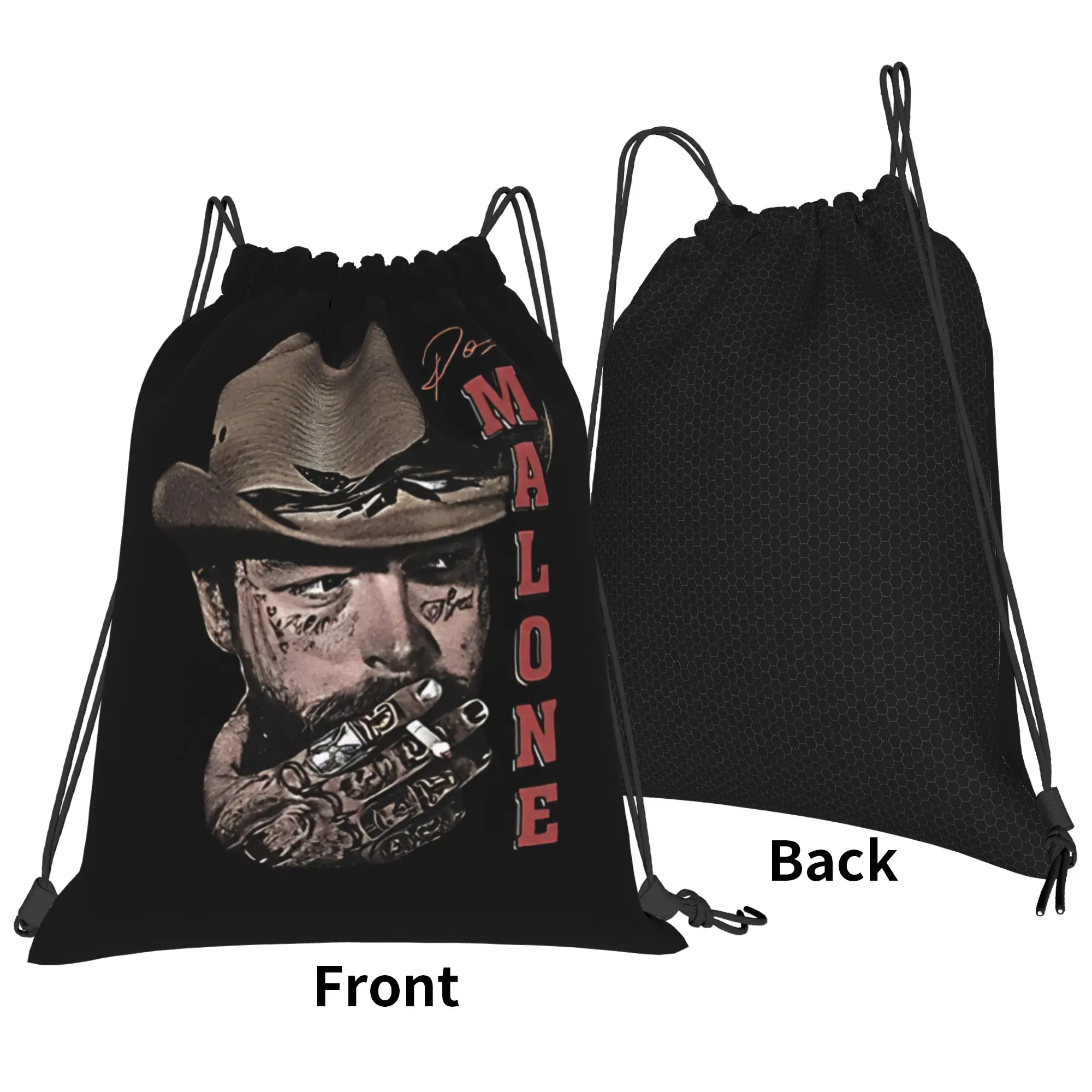 Post Malone retro bearded hip hop  Portable Hiking Riding Gym Drawstring Storage Sporty Backpacks