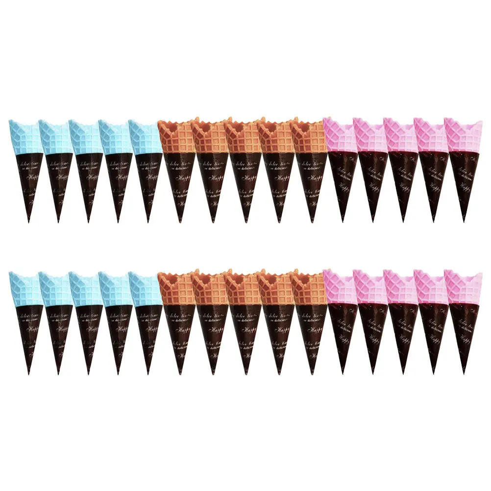 

30Pcs Artificial Ice Cream Cones Mini Realistic PVC Cones Suitable for Home Shop Display Decoration DIY Craft Supplies