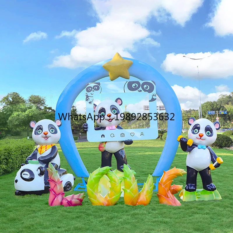 ZC Cartoon Large Panda Sculpture Outdoor Scenic Spot Photo Frame Photo Check-in Photo Decoration Ornament