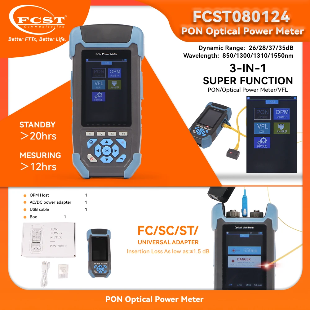 

Волоконно-оптический измеритель мощности FCST PON 850/1300/1310 нм