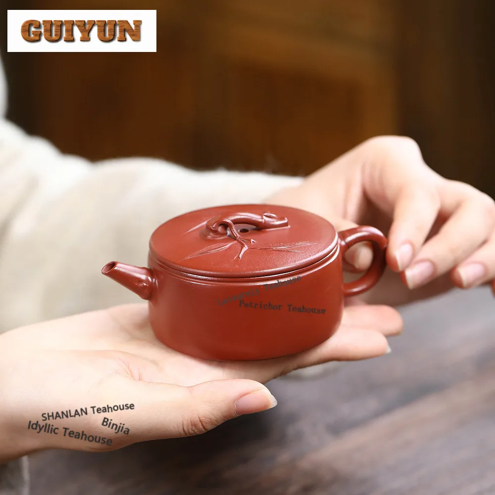 

80ml Antique Yixing Purple Clay Teapots Famous Artists Handmade Large Caliber Pot Raw Ore Dahongpao Mud Kettle Zisha Tea Set